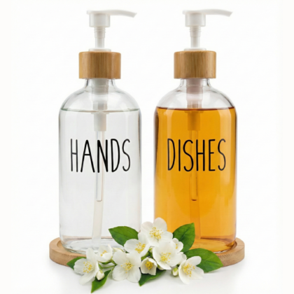 clear soap dispenser set